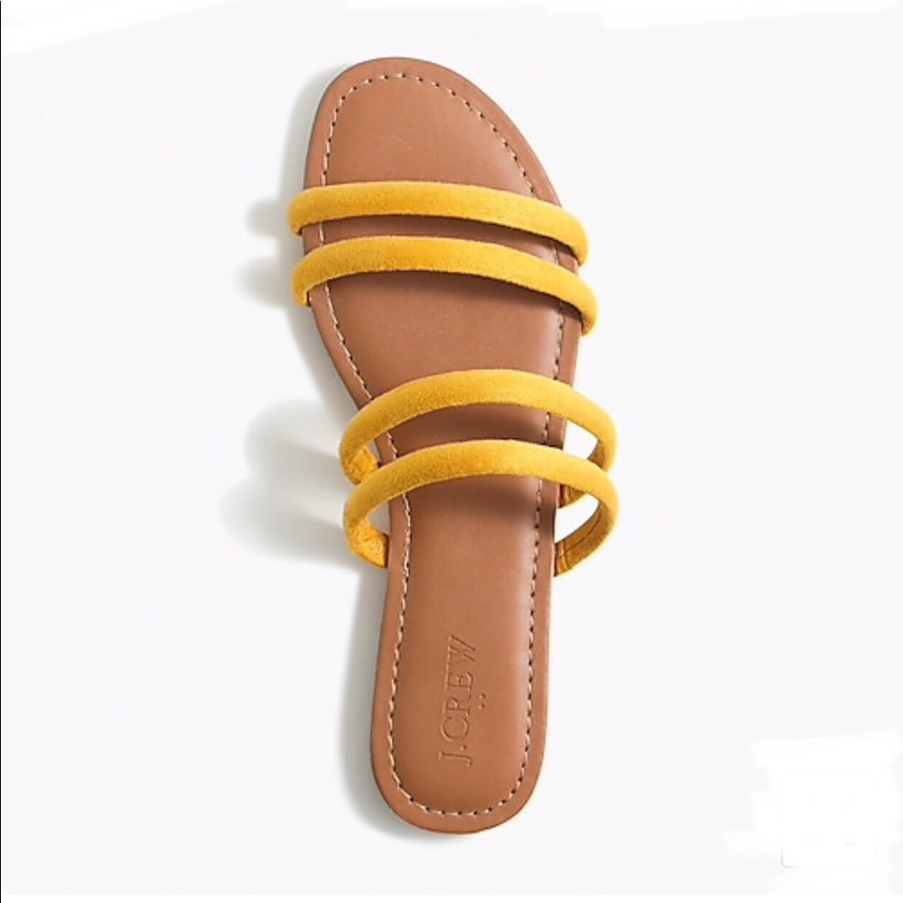 HP🎉 New - J. Crew Strappy Slide Yellow Golden Straw Flat Slip On Sandals - Picture 5 of 5